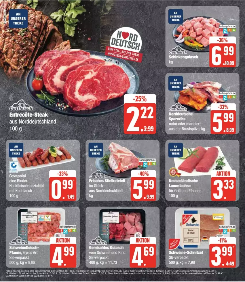 Aktueller Prospekt Edeka - Prospekte - von 01.04 bis 06.04.2024 - strona 8 - produkty: eis, fleisch, gulasch, gutfleisch, gyros, lachs, lamm, lammlachse, pfanne, reis, schinken, schwein, schweine, schweinefleisch, Schweinefleisch-Pfanne, spareribs, steak, Ti, wein, weine, ZTE