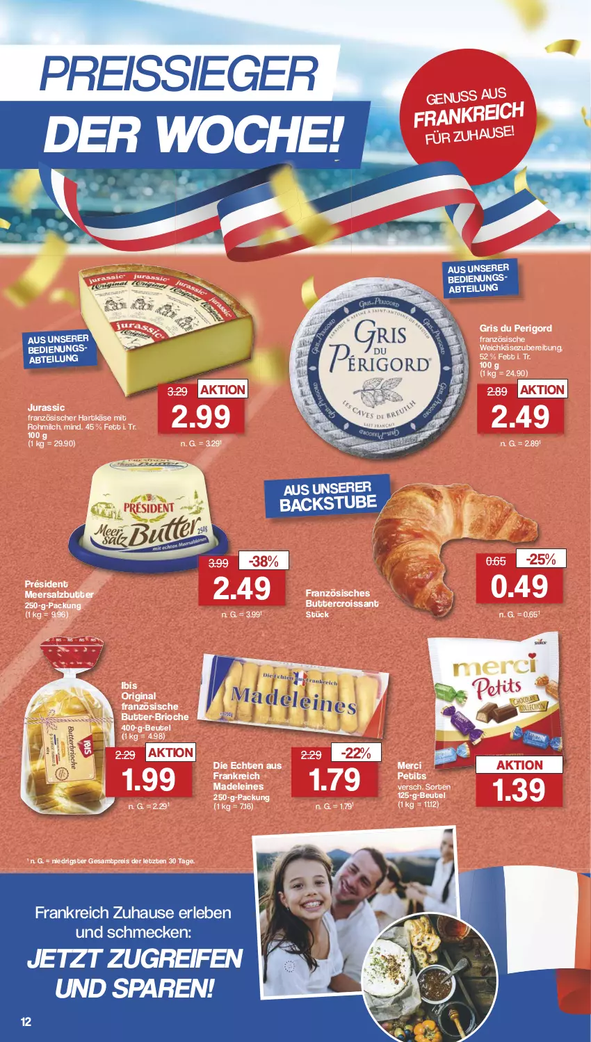 Aktueller Prospekt Famila - Prospekte - von 22.07 bis 27.07.2024 - strona 12 - produkty: Abtei, beutel, butter, Croissant, eis, gin, hartkäse, Jura, Käse, leine, meersalz, Meersalzbutter, merci, milch, nuss, reifen, reis, reiss, salz, stube, Ti, weichkäse, ZTE