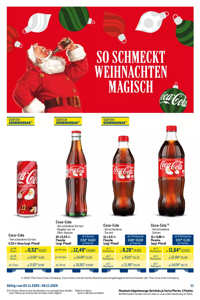 Aktueller Prospekt Metro - Starke Marken - von 03.11 bis 08.11.2025 - strona 11 - produkty: Alwa, angebot, coca-cola, cola, drink, eis, energy drink, flasche, getränk, getränke, Metro, mineralwasser, monster, Monster Energy, Palette, reis, Ti, volvic, wasser