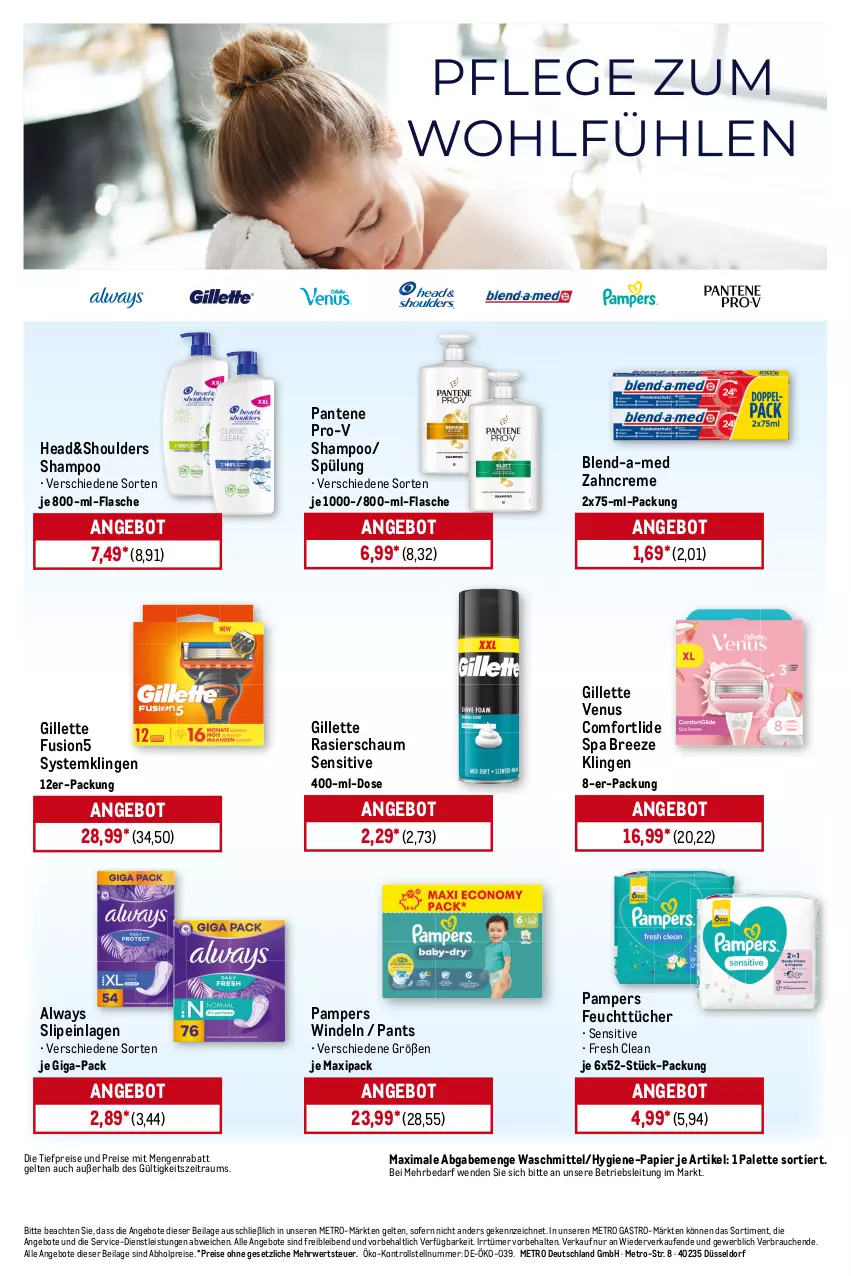Aktueller Prospekt Metro - Starke Marken - von 03.11 bis 08.11.2025 - strona 16 - produkty: abholpreise, Alwa, Always, angebot, angebote, blend-a-med, bree, creme, eis, feuchttücher, flasche, fusion5, gillette, gillette venus, ilag, Metro, metro gastro, Palette, pampers, pantene, pantene pro-v, Pants, papier, pro-v, Rasierschaum, Rauch, reis, rwe, shampoo, slip, slipeinlagen, spülung, Systemklingen, Ti, tiefpreis, tücher, venus, waschmittel, windeln, zahncreme