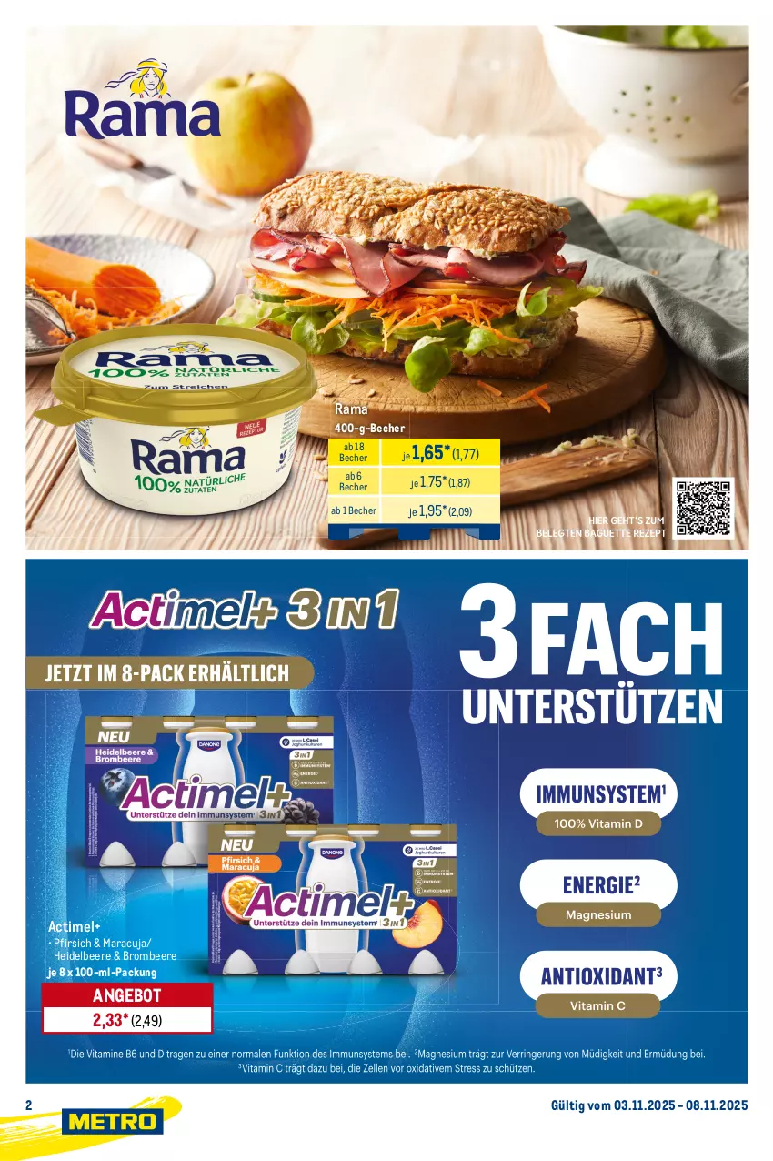 Aktueller Prospekt Metro - Starke Marken - von 03.11 bis 08.11.2025 - strona 2 - produkty: actimel, angebot, babybel, Becher, beere, beutel, brombeere, heidelbeere, Käse, Knödel, mac, maracuja, maultaschen, milch, mini babybel, pfirsich, rama, spinat, Tasche, taschen, Ti
