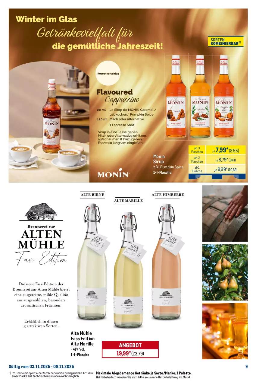 Aktueller Prospekt Metro - Starke Marken - von 03.11 bis 08.11.2025 - strona 9 - produkty: angebot, dry gin, eis, flasche, getränk, getränke, gin, johnnie walker, london dry, london dry gin, monin, Palette, reis, sirup, Tanqueray, Ti