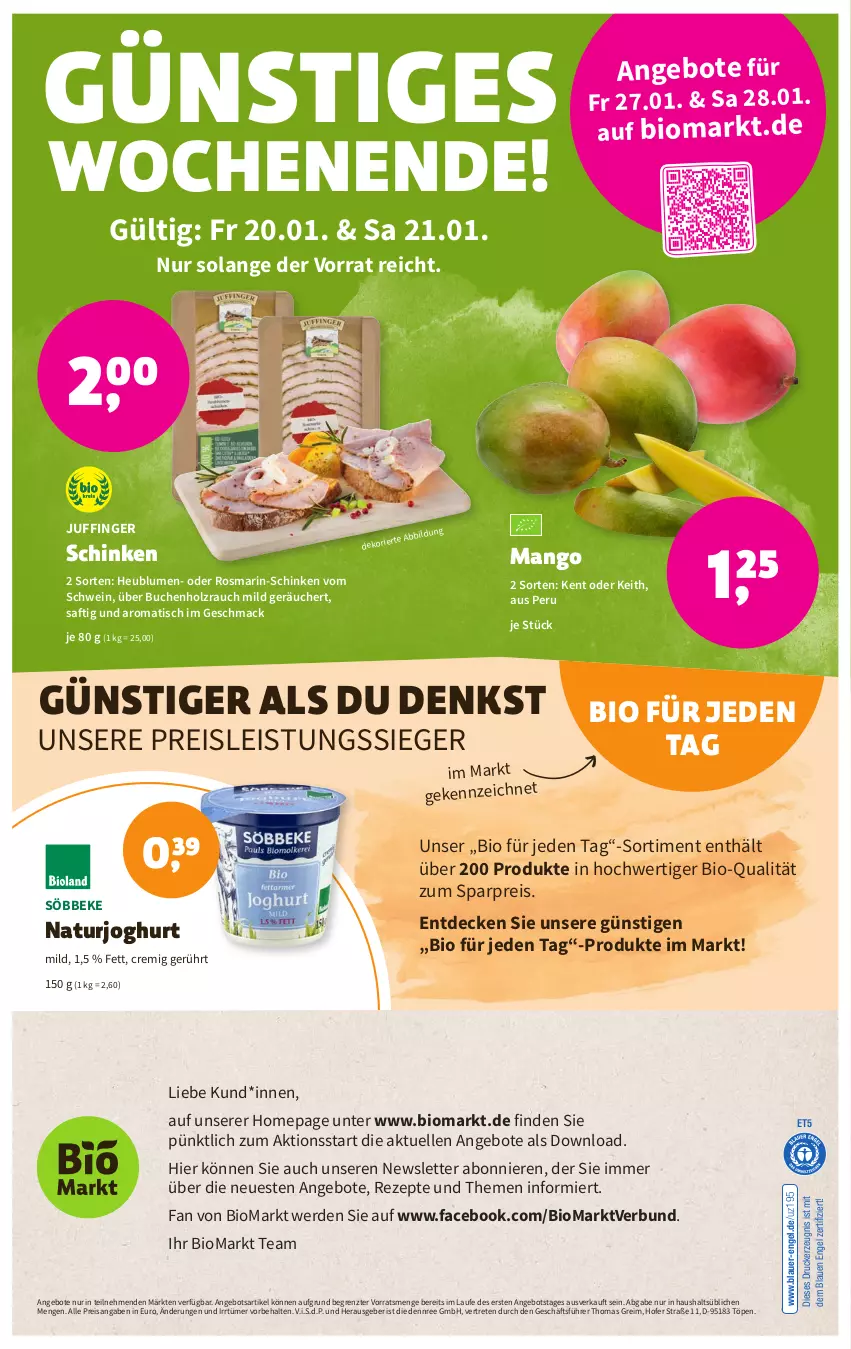 Aktueller Prospekt Denns Biomarkt - Prospekte - von 18.01 bis 31.01.2023 - strona 8 - produkty: angebot, angebote, auer, bio, blume, blumen, buch, decke, dennree, drucker, eis, elle, Engel, erde, Heu, Holz, joghur, joghurt, joghurt mild, kerze, mac, mango, natur, naturjoghurt, Omep, Rauch, reis, rezept, rezepte, rosmarin, saft, schinken, schwein, söbbeke, Ti, tisch, wein, ZTE