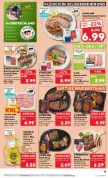 Gazetka promocyjna Kaufland - Prospekt - Gazetka - ważna od 09.08 do 09.08.2023 - strona 23 - produkty: angebot, angebote, besteck, bio, braten, brustfilet, eis, elle, filet, fleisch, fleisch in selbstbedienung, geschirr, gewürz, grill, ilag, jungbullen, kräuter, kräutern, mais, natur, oder kräuter, paprika, pfeffer, purland, rind, rinder, Rindersteak, saft, schwein, schweine, schweinenacken, steak, steaks, suppe, suppen, suppenfleisch, teller, Ti, wein, weine