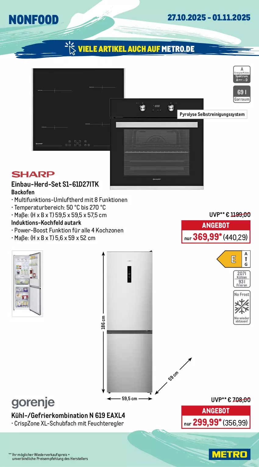 Aktueller Prospekt Metro - Wochen-Angebote - von 27.10 bis 01.11.2025 - strona 20 - produkty: angebot, aufschnitt, backofen, Bau, eis, elle, garraum, gefrierkombination, grill, induktionskochfeld, kochfeld, latte, lebensmittel, messer, Metro, mikrowelle, Ofen, Reinigung, reis, rum, schinken, Spektrum, teller, Ti, timer, Vakuumierer