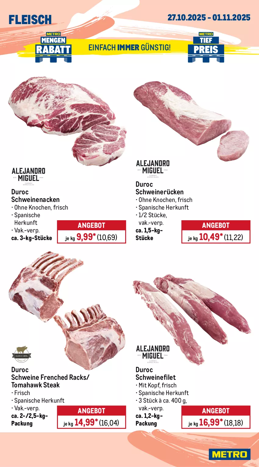 Aktueller Prospekt Metro - Wochen-Angebote - von 27.10 bis 01.11.2025 - strona 4 - produkty: Abtei, angebot, angebote, aqua, eis, filet, fisch, fleisch, frischfisch, lachs, lachsfilet, Metro, rwe, schwein, schweine, schweinefilet, schweinenacken, schweinerücken, seelachsfilet, steak, steaks, thunfisch, Ti, wein, weine, Wild
