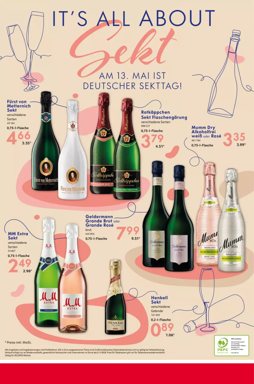 Aktueller Prospekt Selgros - Food - von 04.05 bis 10.05.2023 - strona 32 - produkty: alkohol, angebot, angebote, brut, Clin, deutscher sekt, eis, elle, flasche, fürst von metternich, geldermann, henkel, henkell, henkell sekt, LG, Mett, metternich, mm extra, mumm, Rauch, reis, rotkäppchen, sekt, Ti