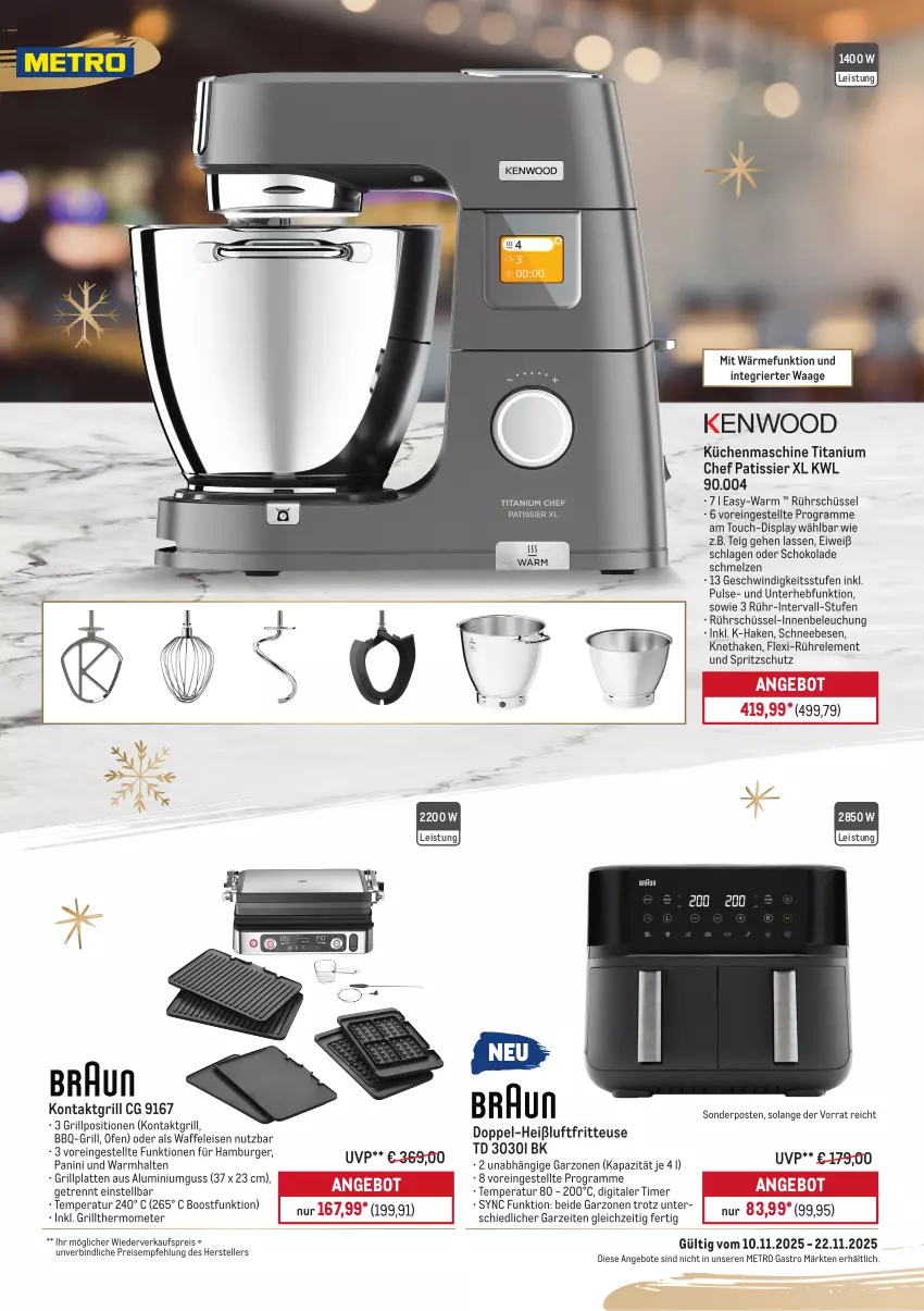 Aktueller Prospekt Metro - Flyer Delonghi - von 10.11 bis 22.11.2025 - strona 2 - produkty: angebot, angebote, burger, delonghi, drucker, eis, elle, fritteuse, grill, grillplatte, hamburger, Heißluftfritteuse, kontaktgrill, küche, Küchen, küchenmaschine, latte, Metro, metro gastro, Ofen, reis, rel, Rührschüssel, Schneebesen, schoko, schokolade, schüssel, sonderposten, Spritzschutz, teller, thermometer, Ti, timer, uhr, Waage, Waffeleisen