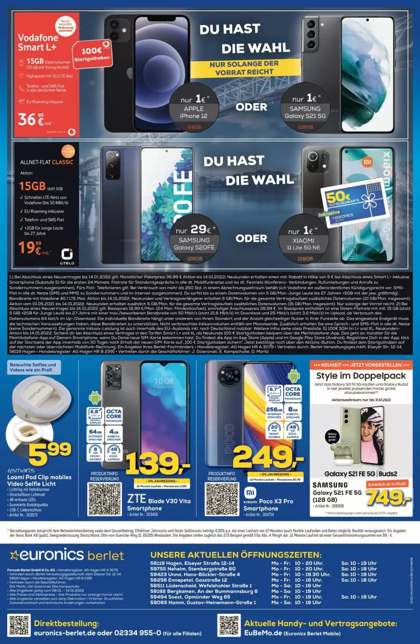 Aktueller Prospekt Euronics - Prospekte - von 12.01 bis 19.01.2022 - strona 10 - produkty: angebot, angebote, Bau, Brei, deo, eier, eis, elle, ente, Handy, leds, reis, Samsung, samsung galaxy, Samsung Galaxy S, Samsung Galaxy S21, smartphone, tee, telefon, Ti, uhr, usb, vita, vodafone