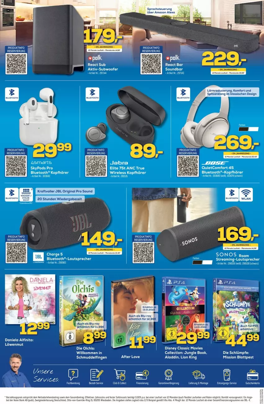 Aktueller Prospekt Euronics - Prospekte - von 12.01 bis 19.01.2022 - strona 4 - produkty: alexa, amazon alexa, Bad, Bank, blu-ray, disney, eier, eis, gutschein, lautsprecher, lion, Pods, ring, Sonos, soundbar, Subwoofer, Ti