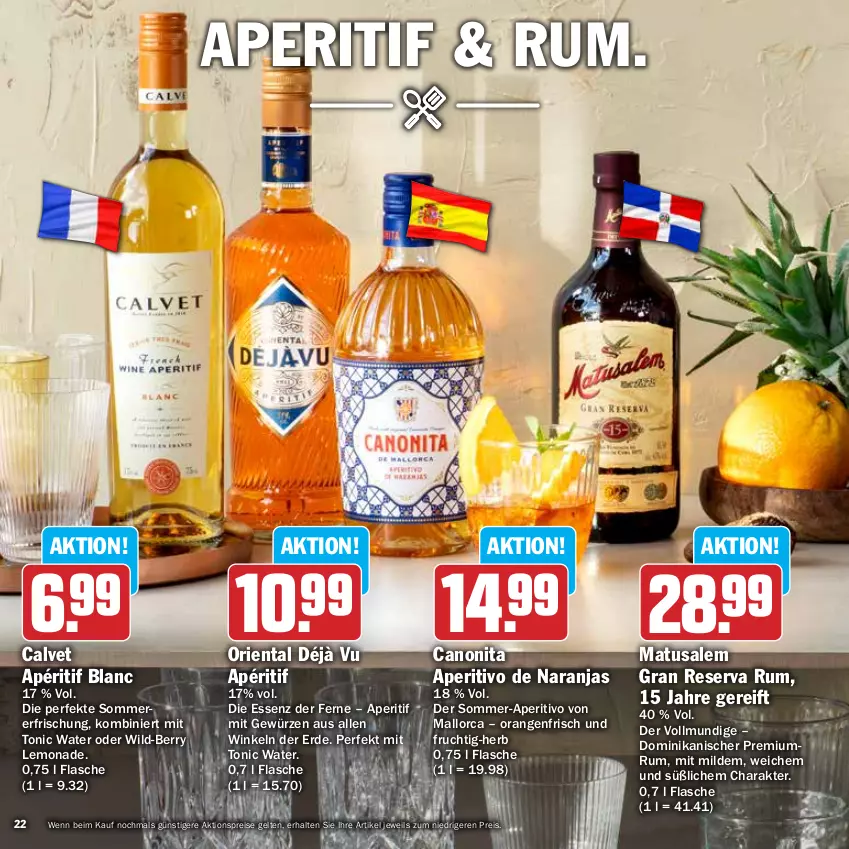 Aktueller Prospekt Hit - Prospekte - von 14.08 bis 02.09.2023 - strona 22 - produkty: aktionspreis, aperitif, canon, eis, erde, flasche, frucht, gewürz, lemonade, Matusalem, orange, orangen, reis, rum, Ti, tonic, tonic water, Wild