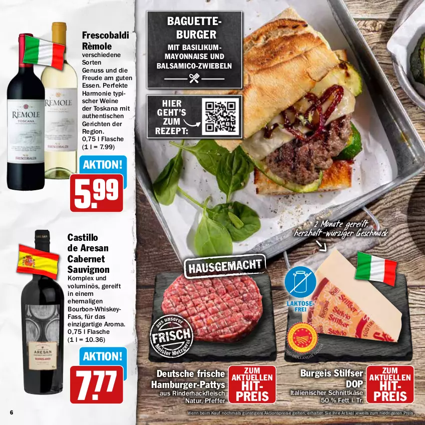 Aktueller Prospekt Hit - Prospekte - von 14.08 bis 02.09.2023 - strona 6 - produkty: aktionspreis, aldi, asti, baguette, balsam, balsamico, basilikum, bourbon, burger, cabernet, cabernet sauvignon, eis, elle, flasche, fleisch, hackfleisch, hamburger, Käse, mac, mayonnaise, natur, nuss, pfeffer, reis, resa, rezept, rind, rinder, rinderhackfleisch, sauvignon, schnittkäse, Ti, tisch, wein, weine, whiskey, Yo, zwiebel, zwiebeln