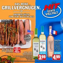 Gazetka promocyjna Hit - Prospekte - Gazetka - ważna od 02.09 do 02.09.2023 - strona 1 - produkty: aktionspreis, angebot, angebote, beef, eis, elle, flasche, frucht, grill, hüftsteak, hüftsteaks, lack, mais, merl, natur, rebsortenweine, reis, saft, steak, steaks, Ti, wein, weine
