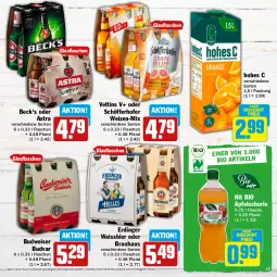 Gazetka promocyjna Hit - Prospekte - Gazetka - ważna od 02.09 do 02.09.2023 - strona 17 - produkty: aktionspreis, apfel, Apfelschorle, Astra, auer, bier, bio, budweiser, discount, eis, erdinger, flasche, glasflasche, Hohes C, reis, schöfferhofer, schorle, Ti, veltins, weissbier