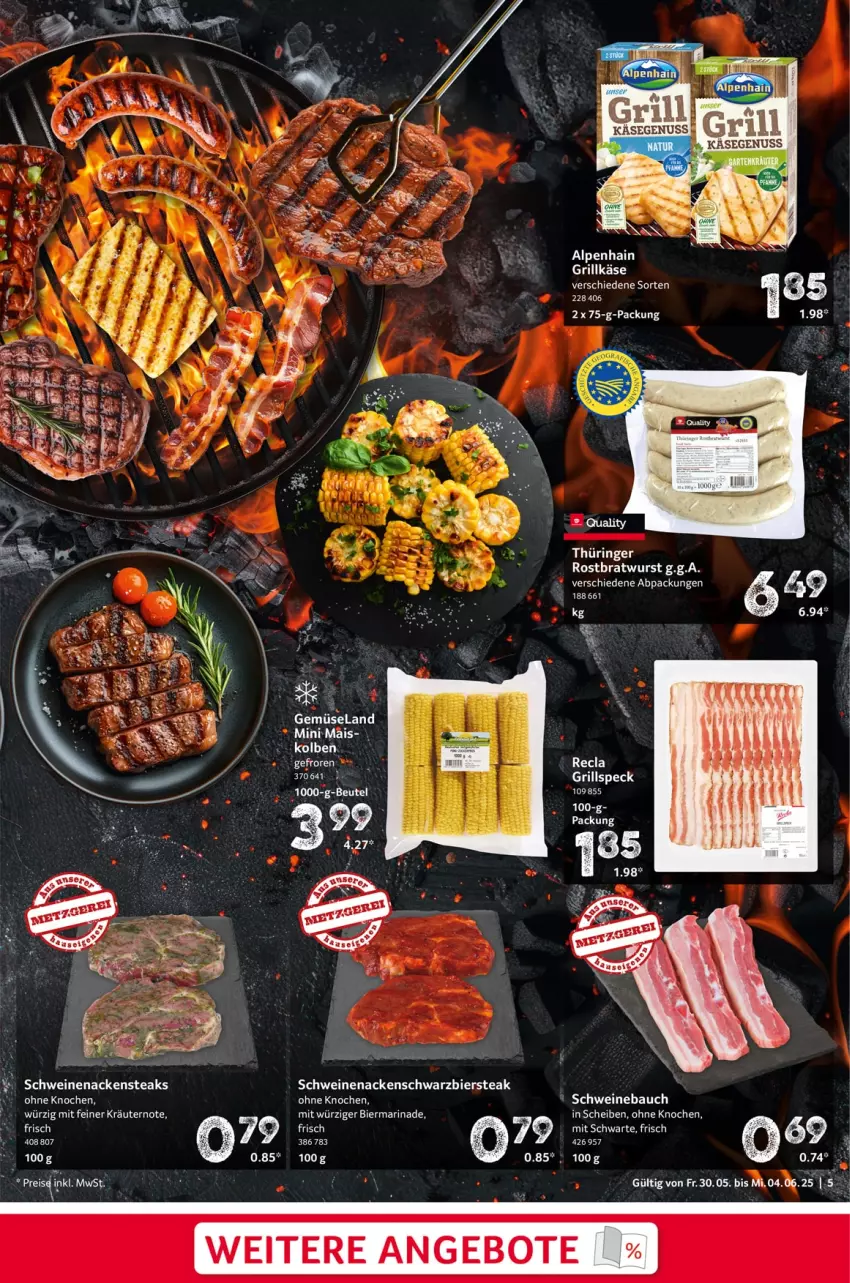 Aktueller Prospekt Selgros - Food - von 30.05 bis 04.06.2025 - strona 5 - produkty: angebot, angebote, Bau, bier, bratwurst, Elan, grill, Grillkäse, Käse, kräuter, kräutern, marinade, ring, rostbratwurst, schwein, schweine, Schweinebauch, schweinenacken, Speck, steak, tee, thüringer rostbratwurst, Ti, wein, weine, wurst