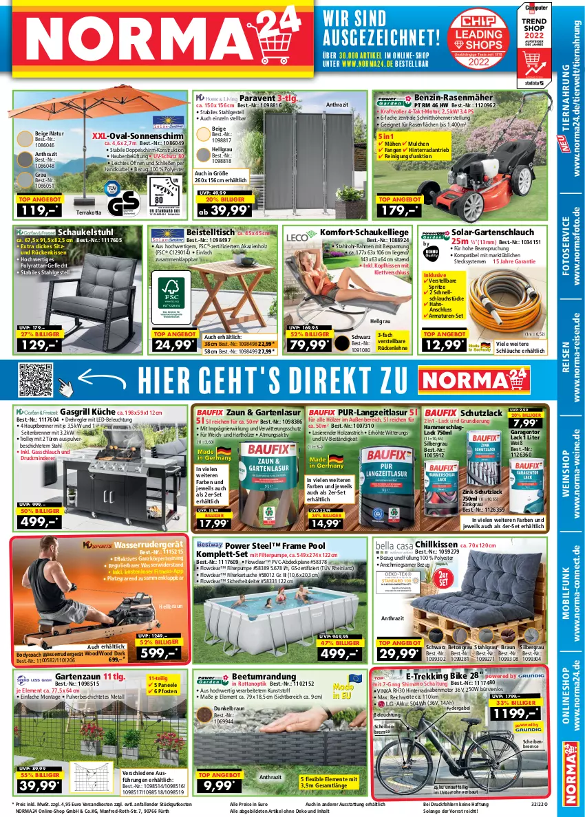 Aktueller Prospekt Norma - Norma - von 28.07 bis 14.08.2022 - strona 1 - produkty: abdeckplane, akku, angebot, armatur, armaturen, Bau, Beetumrandung, beistelltisch, beleuchtung, body, braun, bürste, bürsten, eis, ente, gabel, Garten, gartenschlauch, gasgrill, grill, Holz, kissen, kopfkissen, kraft, küche, lack, led-beleuchtung, LG, Liege, mit led-beleuchtung, natur, ndk, paneel, Paravent, pool, rasen, rasenmäher, Reinigung, reis, Rückenkissen, rückenlehne, rwe, Schal, Schaukel, Schaukelliege, schlauch, schläuche, senf, shimano, sonnenschirm, stuhl, tee, Ti, tiernahrung, tisch, trolley, uv-schutz, wasser, wein, weine, weinshop