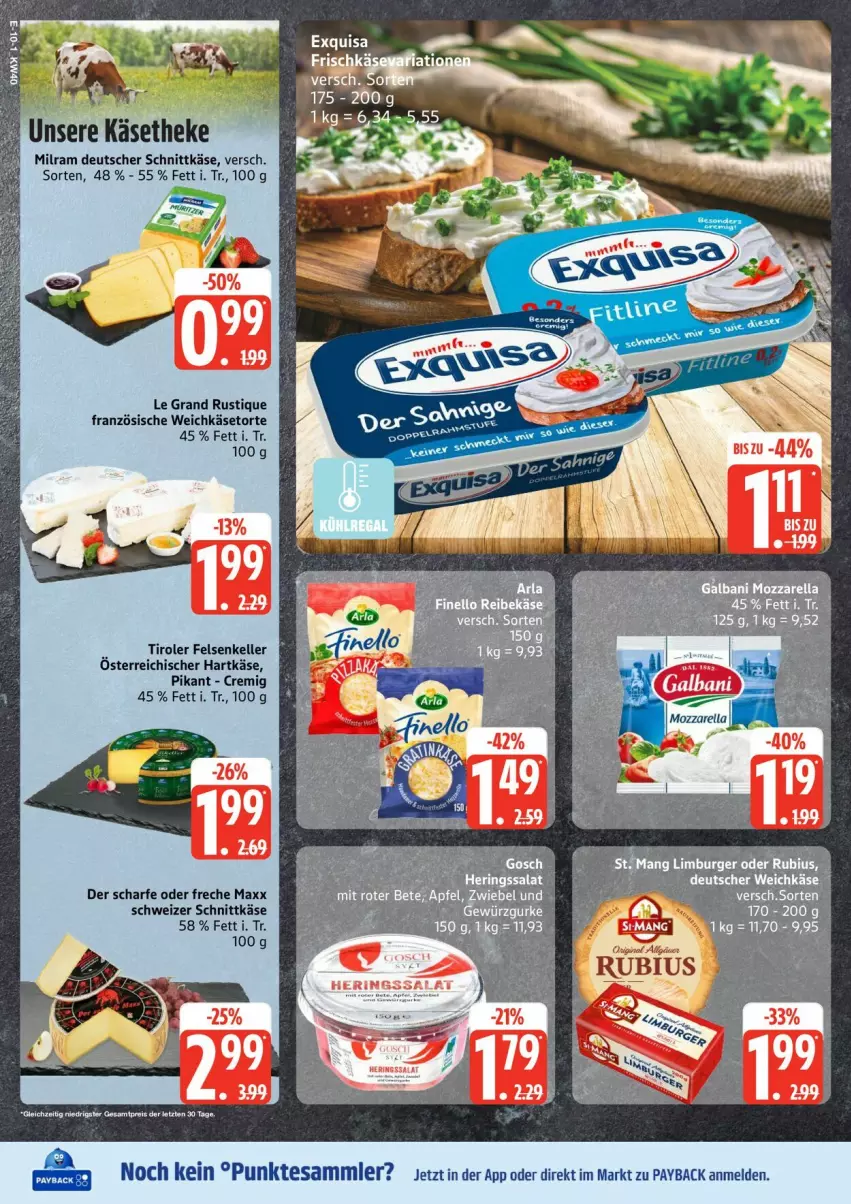 Aktueller Prospekt Edeka - Prospekte - von 29.09 bis 04.10.2025 - strona 10 - produkty: deutscher schnittkäse, elle, hartkäse, Käse, käsetheke, milram, payback, schnittkäse, schweizer schnittkäse, tesa, Ti, torte, weichkäse