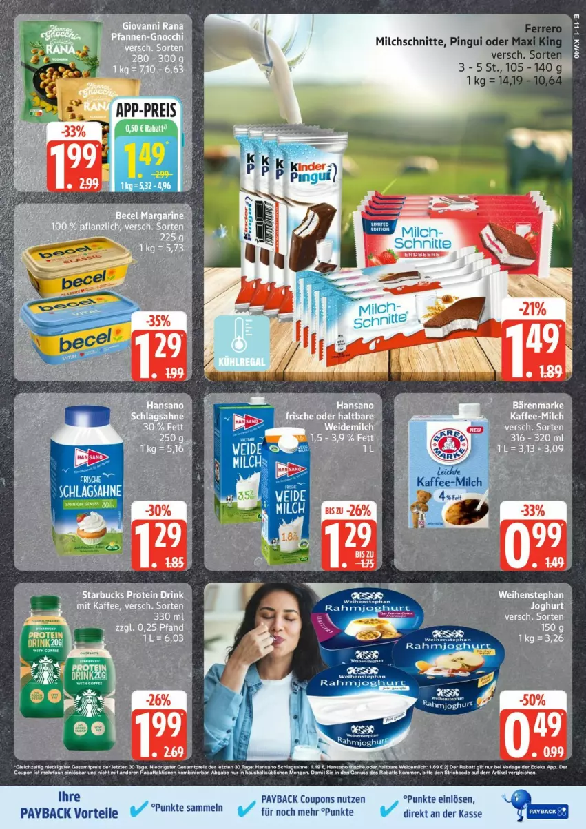 Aktueller Prospekt Edeka - Prospekte - von 29.09 bis 04.10.2025 - strona 11 - produkty: coupon, coupons, eis, milch, Milchschnitte, payback, pingui, reis, weihenstephan