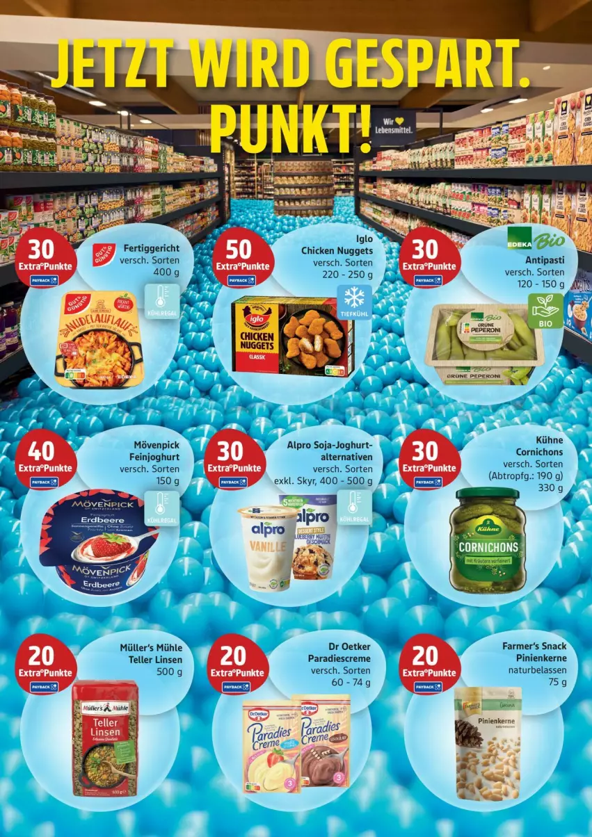 Aktueller Prospekt Edeka - Prospekte - von 29.09 bis 04.10.2025 - strona 22 - produkty: alpro, antipasti, asti, beere, chicken nuggets, creme, dr oetker, elle, erdbeere, feinjoghurt, fertiggericht, iglo, joghur, joghurt, Kühne, lebensmittel, linsen, mövenpick, Müller, natur, nuggets, pinienkerne, Skyr, snack, soja, teller, Ti