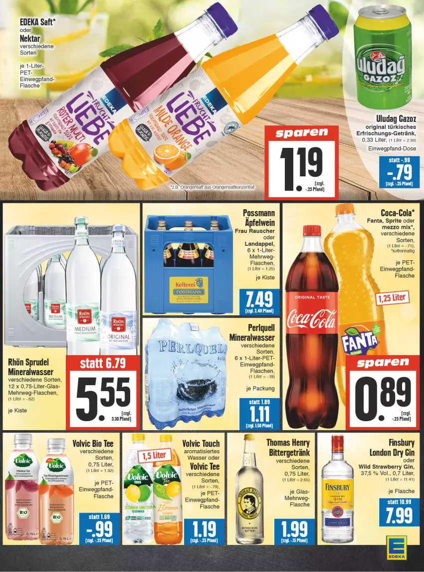 Aktueller Prospekt E Center - Angebote der Woche - von 25.09 bis 30.09.2023 - strona 15 - produkty: Alwa, bio, coca-cola, cola, deka, dry gin, fanta, finsbury, flasche, getränk, gin, london dry, london dry gin, mineralwasser, Nektar, rwe, saft, sprite, Sprudel, tee, thomas henry, Ti, volvic, wasser, wein, Wild