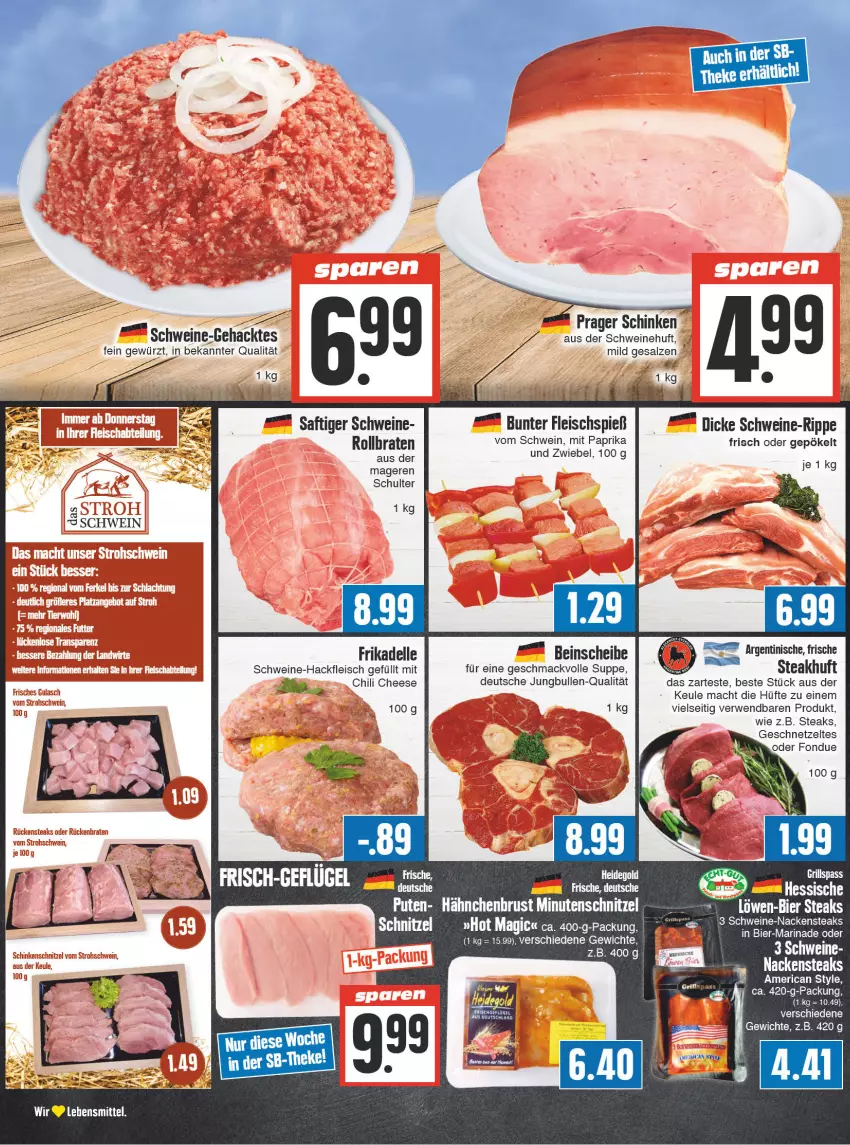 Aktueller Prospekt E Center - Angebote der Woche - von 25.09 bis 30.09.2023 - strona 2 - produkty: bier, braten, chili, dell, eis, elle, fleisch, geschnetzeltes, gewürz, grill, hackfleisch, jungbullen, lebensmittel, LG, mac, marinade, mit paprika, Nackensteak, nackensteaks, paprika, rollbraten, rwe, saft, schinken, schnitzel, schwein, schweine, steak, steaks, suppe, Ti, wein, weine, Zelt, zwiebel