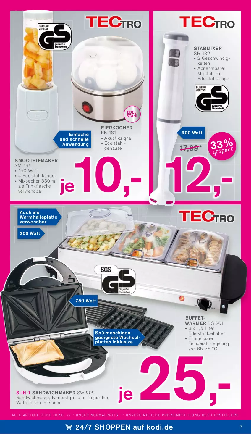 Aktueller Prospekt Kodi - Prospekte - von 17.09 bis 22.09.2022 - strona 7 - produkty: Becher, Behälter, edelstahl, eier, Eierkocher, eis, elle, flasche, grill, Kocher, latte, LG, Mixer, reis, rwe, sandwich, Signal, smoothie, spülmaschinen, stabmixer, teller, Ti, trinkflasche, Waffeleisen