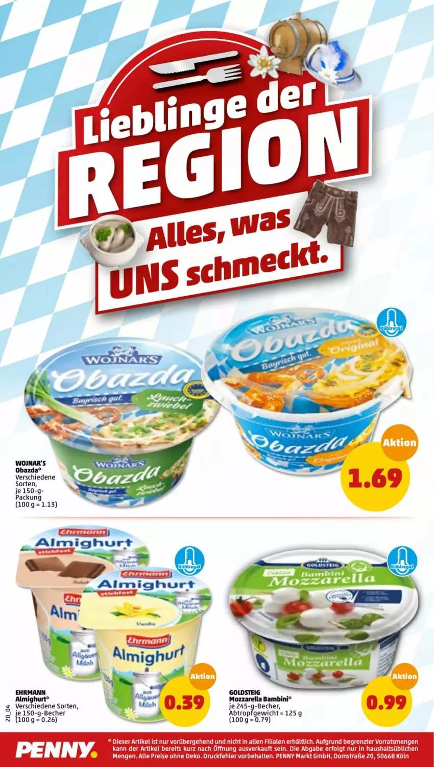 Aktueller Prospekt Penny - Prospekte - von 31.01 bis 05.02.2022 - strona 20 - produkty: almighur, almighurt, Becher, ehrmann, eis, goldsteig, LG, mozzarella, obazda, reis, rel, Ti, ZTE