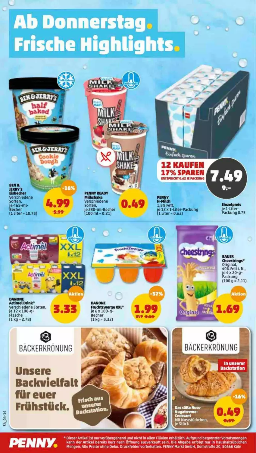 Aktueller Prospekt Penny - Prospekte - von 31.01 bis 05.02.2022 - strona 34 - produkty: actimel, actimel drink, auer, Bau, Bauer, Becher, danone, danone actimel drink, drink, eis, flasche, frucht, fruchtzwerge, gin, LG, milch, reis, shake, Ti, ZTE