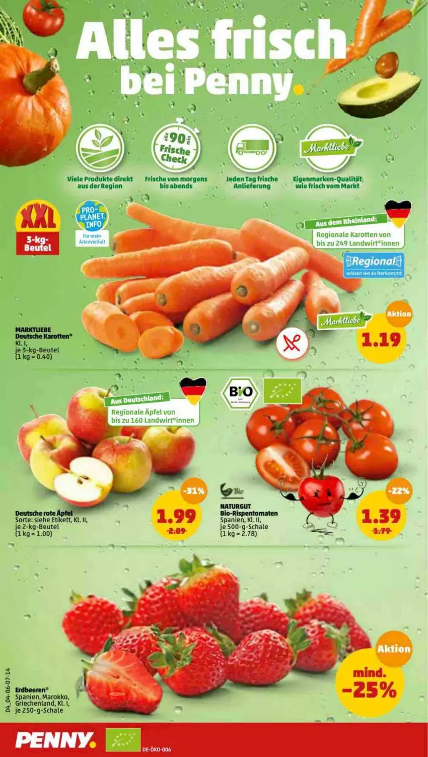 Aktueller Prospekt Penny - Prospekte - von 31.01 bis 05.02.2022 - strona 4 - produkty: beere, beeren, beutel, bio, erdbeere, erdbeeren, karotten, rispentomaten, Schal, Schale, Ti, tisch, tomate, tomaten