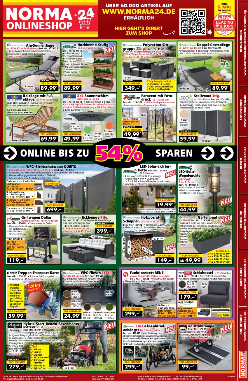 Aktueller Prospekt Norma - Norma - von 12.04 bis 28.04.2024 - strona 1 - produkty: angebot, Anhänger, auer, aust, Bau, besteck, bett, Birnen, braun, Brei, bügel, decke, Deckel, eis, elle, ente, erde, Fahrrad, flasche, flaschenöffner, Garten, gartenliege, Gästebett, glasplatte, grill, hocker, Holz, holzkohle, holzkohlegrill, jeans, Kette, Kinder, kissen, Kohlegrill, kopfkissen, kräuter, Kugel, kunstrasen, latte, Leuchte, LG, lichterkette, Liege, Meister, natur, ndk, paneel, pflanze, pflanzen, rasen, rasenmäher, Reinigung, reis, Ria, Rückenkissen, rückenlehne, rwe, Schal, schubladen, Schütze, sekt, sessel, sonnenliege, sonnenschirm, Sport, stuhl, thermometer, Ti, tiernahrung, tisch, uv-schutz, wasser, wein, weine, weinshop, Windschutz