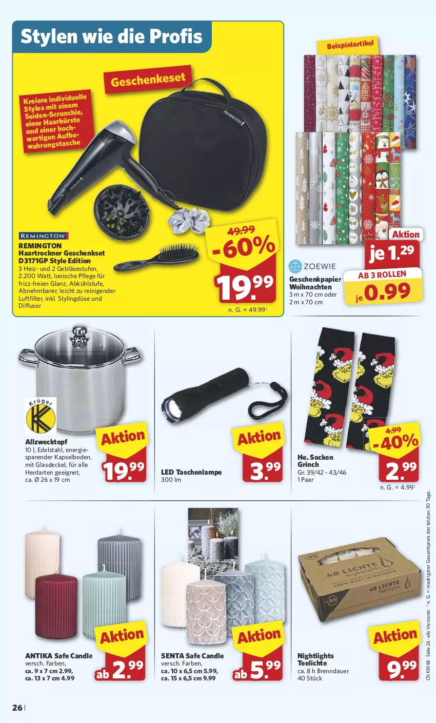 Aktueller Prospekt Combi - Prospekte - von 25.11 bis 30.11.2024 - strona 27 - produkty: auer, decke, Deckel, edelstahl, eier, eis, elle, Geschenkpapier, geschenkset, Glasdeckel, haartrockner, herdarten, Lampe, papier, reis, remington, socken, Tasche, taschen, taschenlampe, tee, Teelicht, teelichte, Ti, topf, Trockner, weck, weihnachten, ZTE