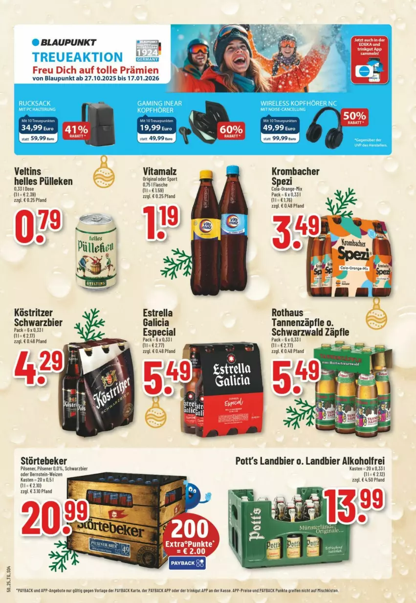 Aktueller Prospekt Trinkgut - Prospekte - von 07.12 bis 13.12.2025 - strona 6 - produkty: alkohol, angebot, angebote, bier, blaupunkt, eis, elle, flasche, gin, köstritzer, krombache, krombacher, malz, payback, pils, pilsener, reifen, reis, rel, Spezi, Sport, störtebeker, Ti, veltins, vita, vitamalz