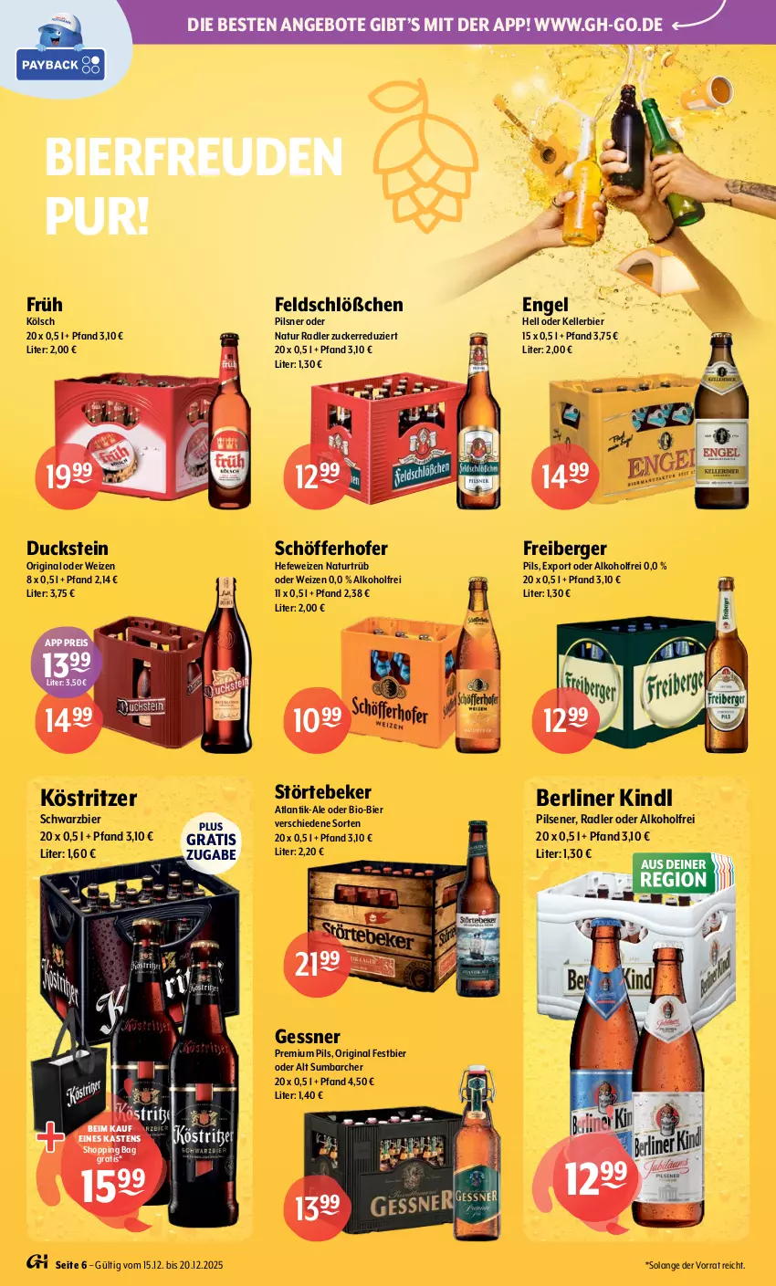Aktueller Prospekt Getraenke Hoffmann - Prospekte - von 15.12 bis 20.12.2025 - strona 6 - produkty: alkohol, angebot, angebote, Berger, berliner, berliner kindl, bier, bio, Duck, eis, elle, Engel, Freiberger, Gessner, gin, Hefe, hefeweizen, kellerbier, köstritzer, natur, natur radler, pils, pilsener, pilsner, premium pils, radler, reis, schöfferhofer, störtebeker, Ti, zucker