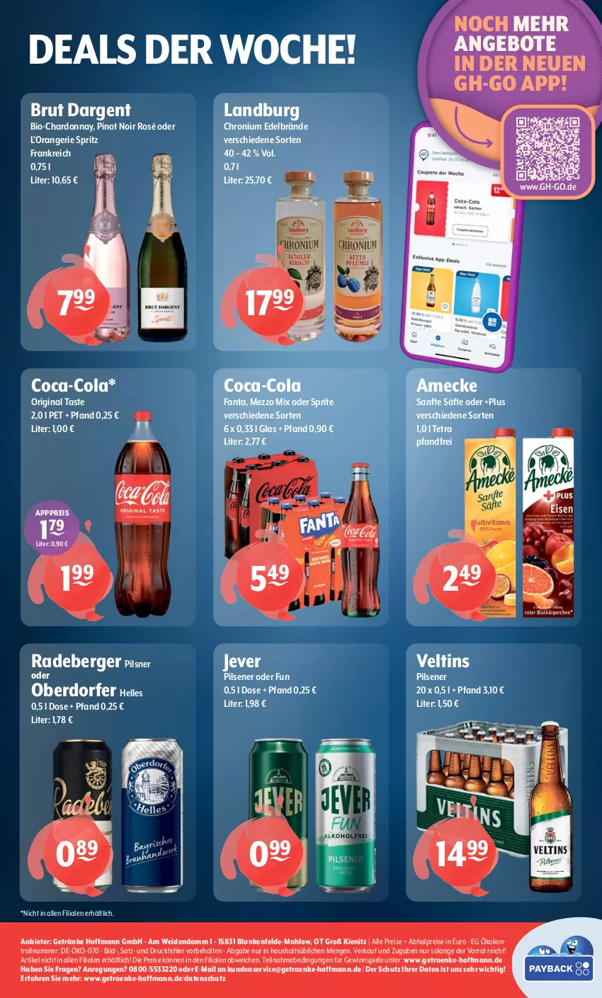 Aktueller Prospekt Getraenke Hoffmann - Prospekte - von 15.12 bis 20.12.2025 - strona 8 - produkty: abholpreise, amecke, angebot, angebote, Berger, bio, brut, brut dargent, chardonnay, coca-cola, cola, eis, elle, fanta, getränk, getränke, gewinnspiel, gin, jever, jever pilsener, Mezzo Mix, oder sprite, orange, pils, pilsener, pilsner, Pinot, pinot noir, radeberger, radeberger pilsner, reis, säfte, Spiele, sprite, Ti, veltins, veltins pilsener