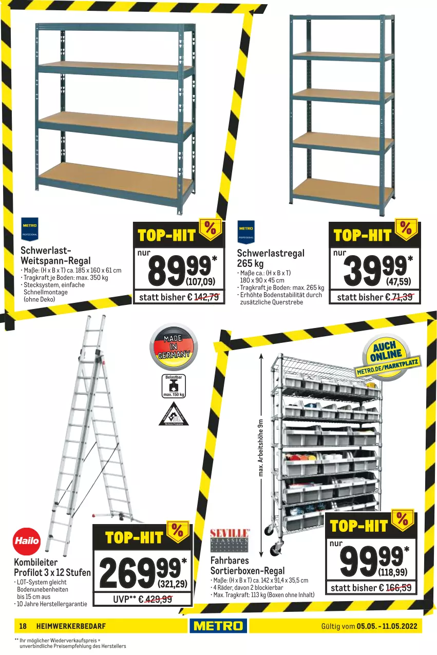 Aktueller Prospekt Metro - NonFood - von 05.05 bis 11.05.2022 - strona 18 - produkty: eis, elle, kraft, regal, reis, schwerlastregal, teller, Ti