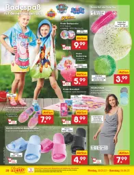 Gazetka promocyjna Netto Marken-Discount - Filial-Angebote - Gazetka - ważna od 04.06 do 04.06.2022 - strona 28 - produkty: Anzug, Bad, badeanzug, ball, Bau, baumwolle, eis, handtuch, Hylo, Kinder, kleid, ndk, pantolette, pantoletten, reis, Ria, sandale, sandalen, strandtuch, Ti, tisch, tuc, wasser, wolle, zott