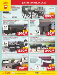 Gazetka promocyjna Netto Marken-Discount - Filial-Angebote - Gazetka - ważna od 04.06 do 04.06.2022 - strona 30 - produkty: cin, eis, garnitur, Garten, gartenmöbel, hollywoodschaukel, Holz, Klemmmarkise, LG, Liege, möbel, ndk, reis, Ria, rückenlehne, Schaukel, sessel, Sitzauflage, Sofa, sonnenliege, stuhl, Stühl, Ti, tisch, wasser