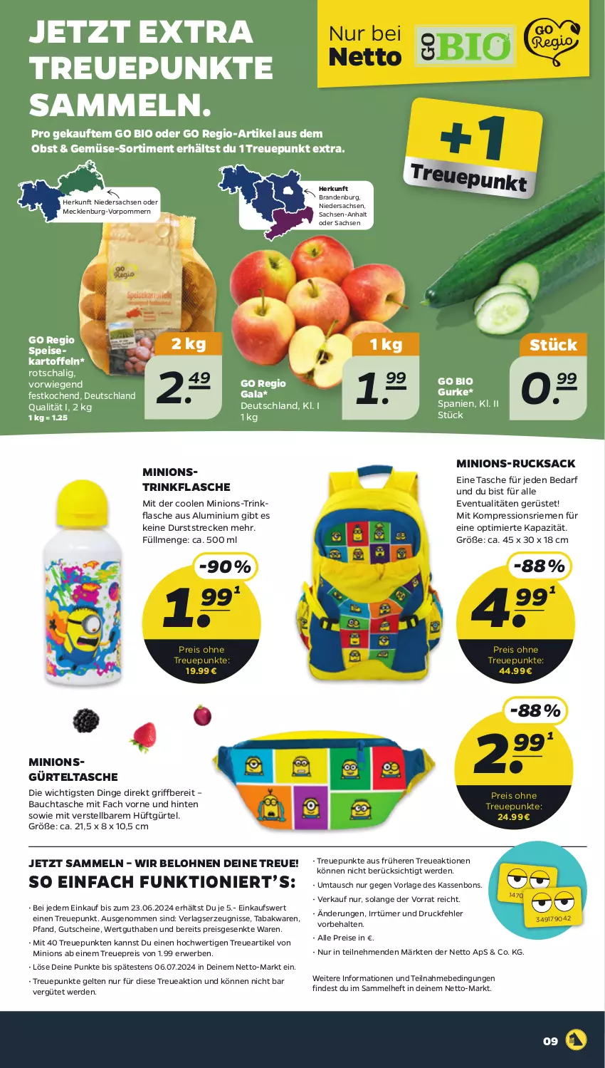 Aktueller Prospekt Netto - Woche 15 - von 08.04 bis 13.04.2024 - strona 9 - produkty: Bau, bio, eis, erde, flasche, gurke, gürteltasche, gutschein, gutscheine, kartoffel, kartoffeln, obst, reis, rucksack, rwe, sac, Schal, speisekartoffeln, Tasche, Ti, trinkflasche