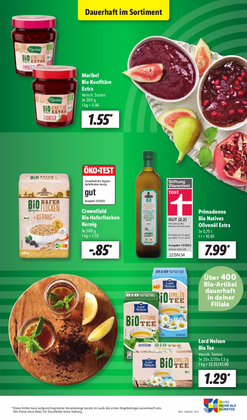 Aktueller Prospekt Lidl - Aktionsprospekt - von 25.09 bis 30.09.2023 - strona 15 - produkty: auer, bio, hafer, haferflocken, natives olivenöl, olive, oliven, olivenöl, olivenöl extra, Ti