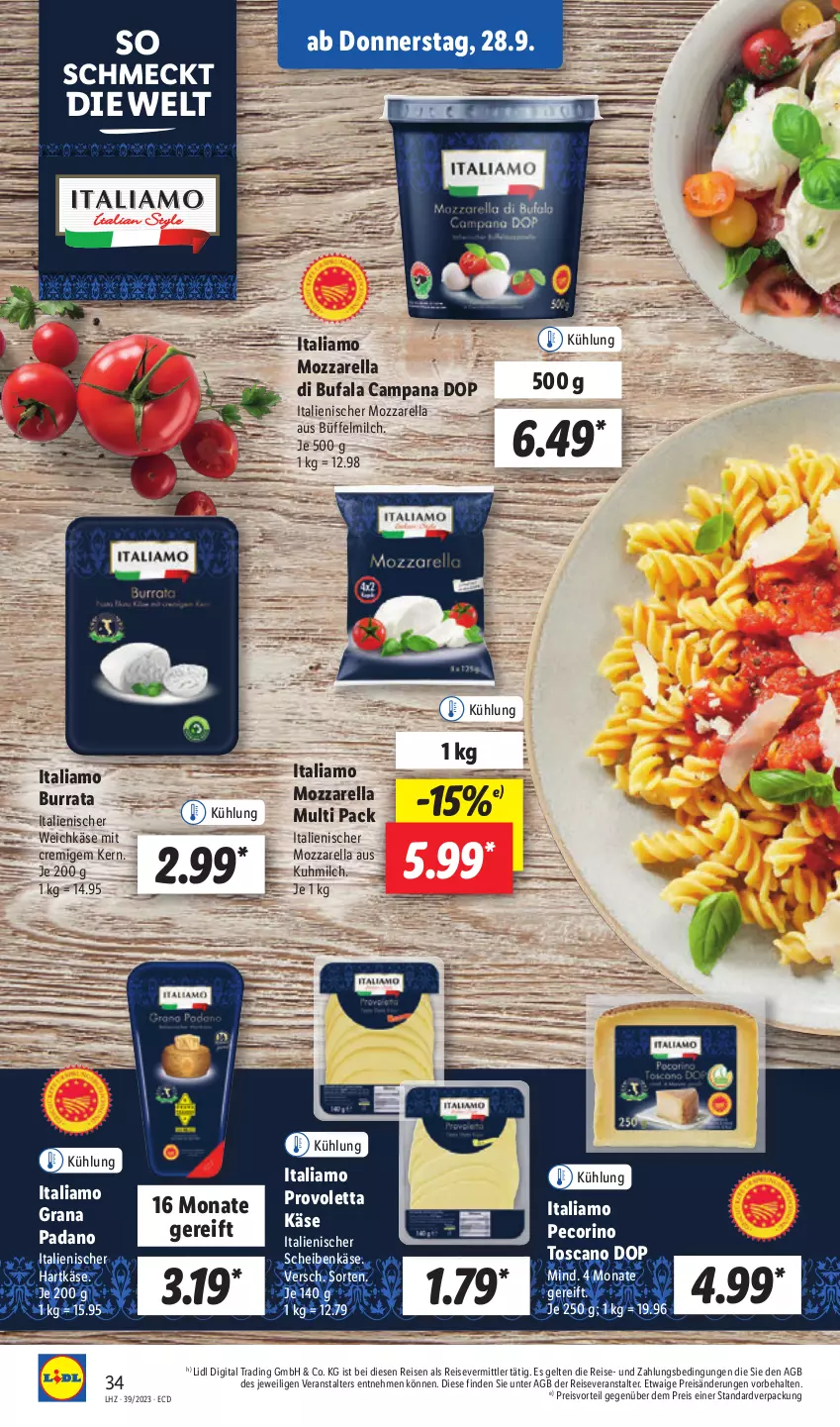 Aktueller Prospekt Lidl - Aktionsprospekt - von 25.09 bis 30.09.2023 - strona 50 - produkty: Burrata, di bufala, eis, grana, grana padano, italiamo, Käse, milch, mozzarella, padano, Pecorino, preisvorteil, Rana, reis, rel, Ti, weichkäse