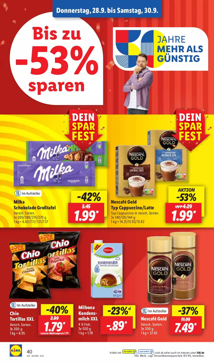 Aktueller Prospekt Lidl - Aktionsprospekt - von 25.09 bis 30.09.2023 - strona 58 - produkty: aktionspreis, Bona, Cap, cappuccino, cin, eis, elle, kondensmilch, latte, Milbona, milch, milka, milka schokolade, ndk, reis, Schal, Schale, schoko, schokolade, teller, Ti, tortilla, tortillas, ZTE