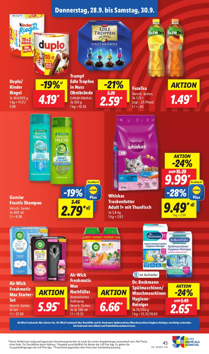 Aktueller Prospekt Lidl - Aktionsprospekt - von 25.09 bis 30.09.2023 - strona 61 - produkty: elle, fisch, fructis, garnier, Kinder, kinder riegel, Rauch, reiniger, riegel, rum, rwe, teller, Ti, tisch