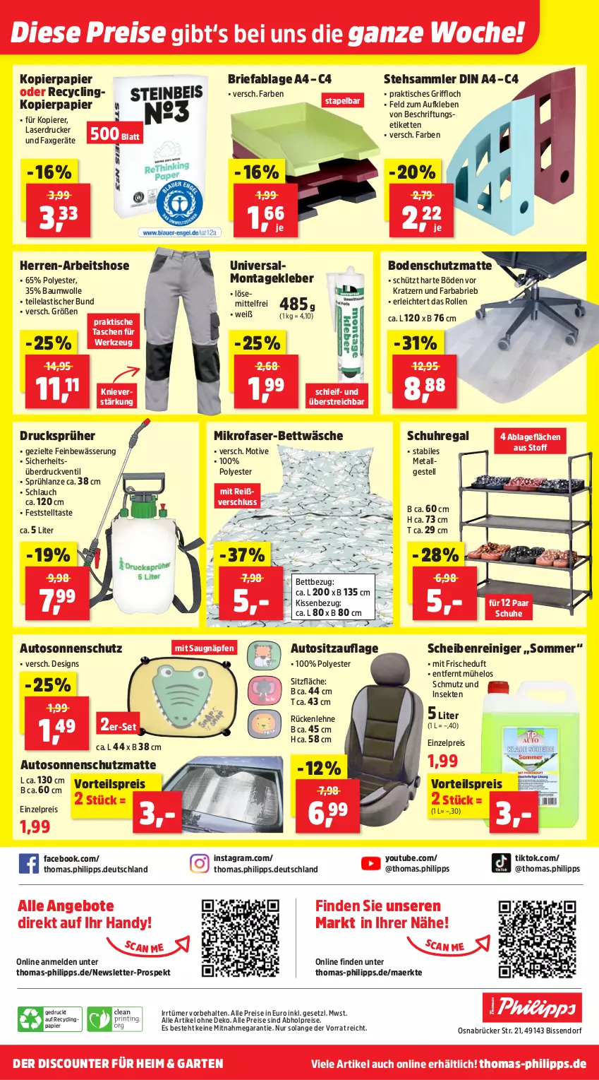 Aktueller Prospekt Thomas Philipps - von 23.06 bis 28.06.2025 - strona 10 - produkty: abholpreise, alle preise sind abholpreise, angebot, angebote, asti, auto, Bau, baumwolle, bett, bettwäsche, brie, Clin, din a4, discount, drucker, eis, Garten, Handy, hose, Kette, kissen, Kissenbezug, kleber, kopierpapier, Laserdrucker, LG, mikrofaser, paar schuhe, papier, regal, reiniger, reis, rückenlehne, Scheibenreiniger, schlauch, schuhe, schuhregal, sekt, Sitzauflage, sonnenschutz, Tasche, taschen, Ti, tisch, uhr, vorteilspreis, werkzeug, wolle, Yo