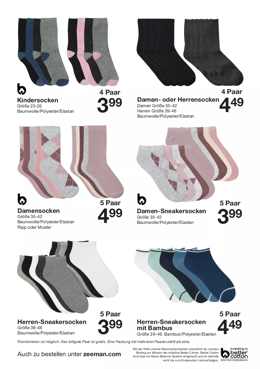 Aktueller Prospekt Zeeman - Prospekte - von 13.01 bis 19.01.2024 - strona 8 - produkty: bambus, Bau, baumwolle, bett, damen-sneaker, elle, herren-sneaker, Herrensocken, Kinder, LG, sneaker, sneakersocken, socken, Ti, wolle