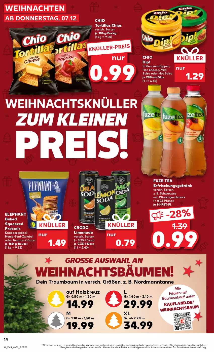 Aktueller Prospekt Kaufland - Prospekt - von 07.12 bis 13.12.2023 - strona 14 - produkty: angebot, Bau, beutel, chips, dip, eis, erfrischungsgetränk, fuze tea, getränk, Holz, honig, Honig-Senf, kräuter, leine, limo, limonade, mac, pfirsich, Pretzel, reis, Salsa, senf, Soße, tee, Ti, tomate, tortilla, tortillas, weihnachten, ZTE, zwiebel