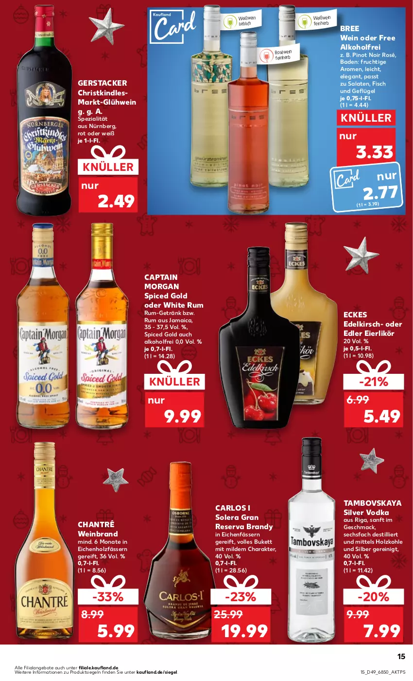 Aktueller Prospekt Kaufland - Prospekt - von 07.12 bis 13.12.2023 - strona 15 - produkty: alkohol, angebot, angebote, arlo, Bad, bree, Cap, captain morgan, chantré, eier, eierlikör, fisch, frucht, Geflügel, getränk, Glühwein, Holz, holzkohle, Kindle, kirsch, likör, mac, Pinot, pinot noir, roséwein, rum, salat, salate, Spezi, Ti, vodka, wein, weinbrand, Weißwein, white rum