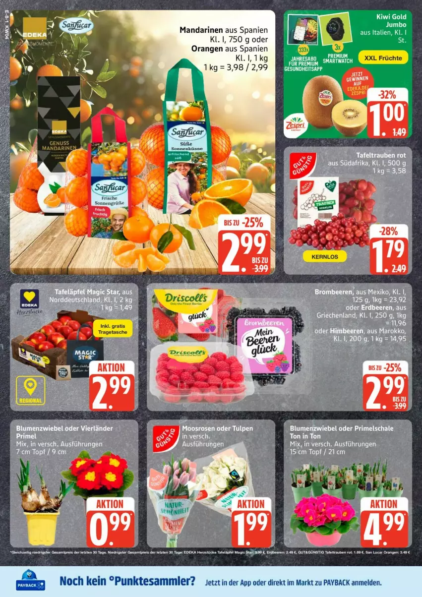Aktueller Prospekt Edeka - Prospekte - von 19.01 bis 24.01.2026 - strona 10 - produkty: ente, früchte, mandarine, mandarinen, orange, orangen, payback, Tasche, tesa, Ti, tragetasche