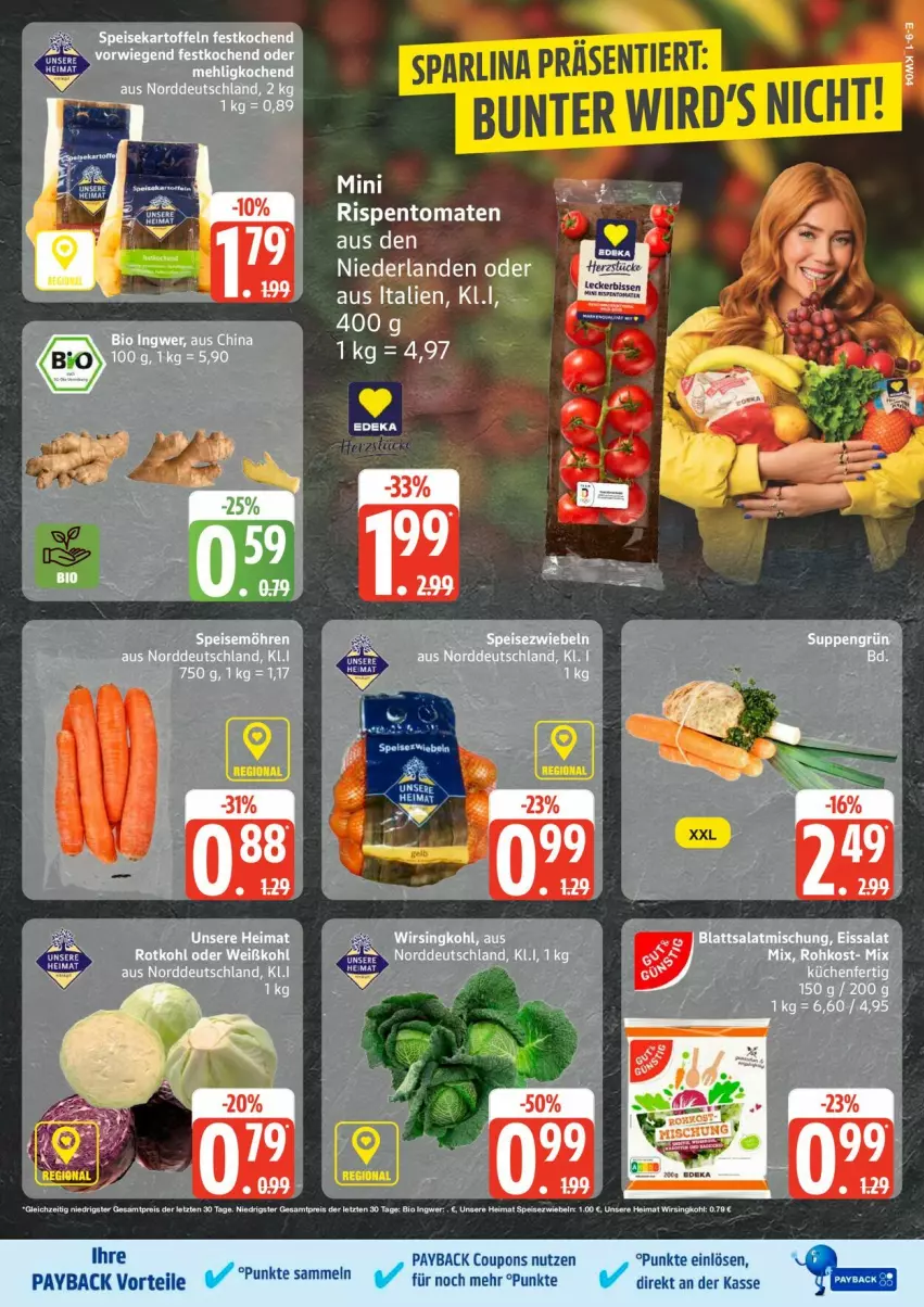 Aktueller Prospekt Edeka - Prospekte - von 19.01 bis 24.01.2026 - strona 11 - produkty: coupon, coupons, deka, eis, kartoffel, kartoffeln, payback, rispentomaten, rotkohl, salat, speisekartoffeln, Speisezwiebeln, tee, Ti, tomate, tomaten, Weißkohl, zwiebel, zwiebeln