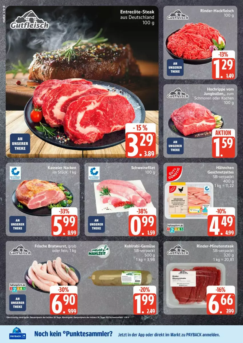 Aktueller Prospekt Edeka - Prospekte - von 19.01 bis 24.01.2026 - strona 6 - produkty: eis, filet, fleisch, hackfleisch, kohlrabi, payback, rind, rinder, rinder-hackfleisch, schwein, schweine, schweinefilet, steak, tee, tesa, Ti, wein, weine, ZTE