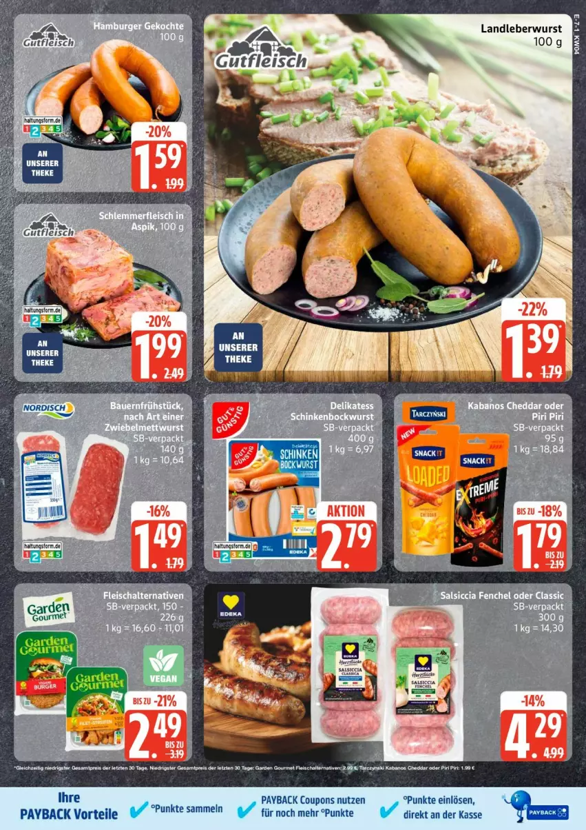 Aktueller Prospekt Edeka - Prospekte - von 19.01 bis 24.01.2026 - strona 7 - produkty: coupon, coupons, garden gourmet, landleberwurst, leberwurst, payback, ring, tee, wurst